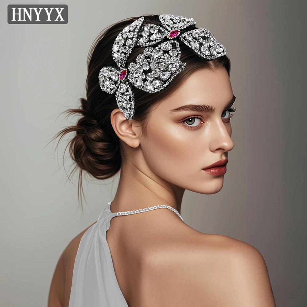 

HNYYX Luxury Full Rhinestone Butterfly Head Hoop Hair Accessories Bling Crown Wedding Bride Hair Hoop Headband Tiaras A223