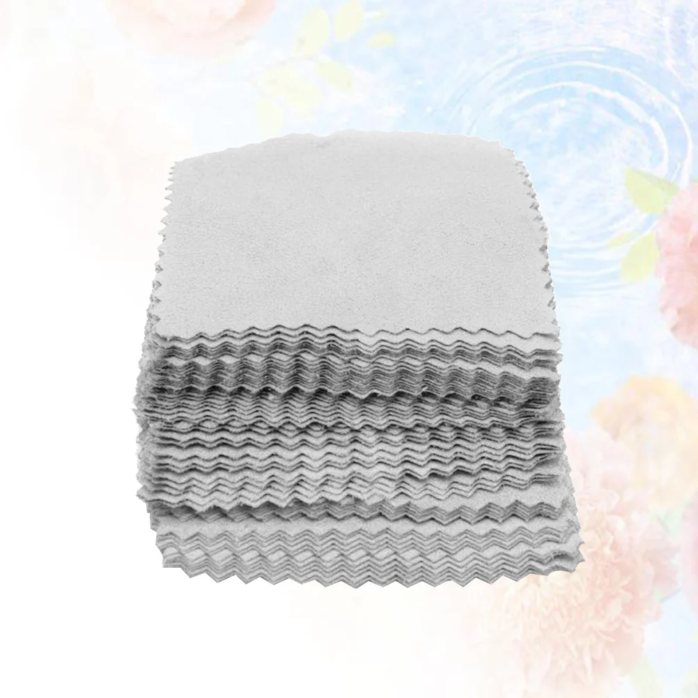 

50Pcs Jewelry Cleaning Cloth Premium Suede Nap Polishing Wipes Removes Tarnish Scratches on Silver Jewelry Glass Lens