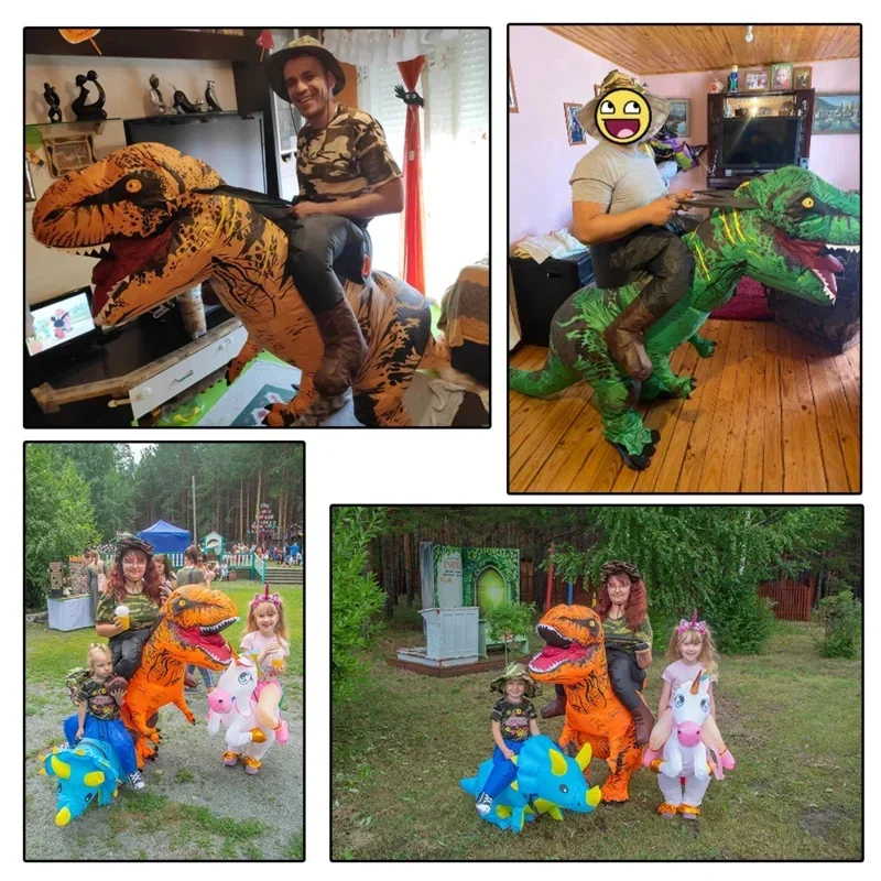 Brown Carry on Me Dinosaur Inflatable Costumes Halloween Cosplay T-Rex Costume Walking Mascot Disfraz for Adult Man Woman