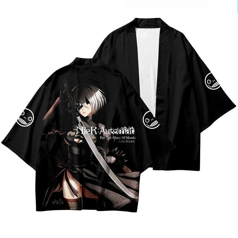 NieR: Automata Haori Clothing Merchandise قميص كيمونو للجنسين طالب أنيمي قصيرة الأكمام تي شيرت الربيع الصيف #5