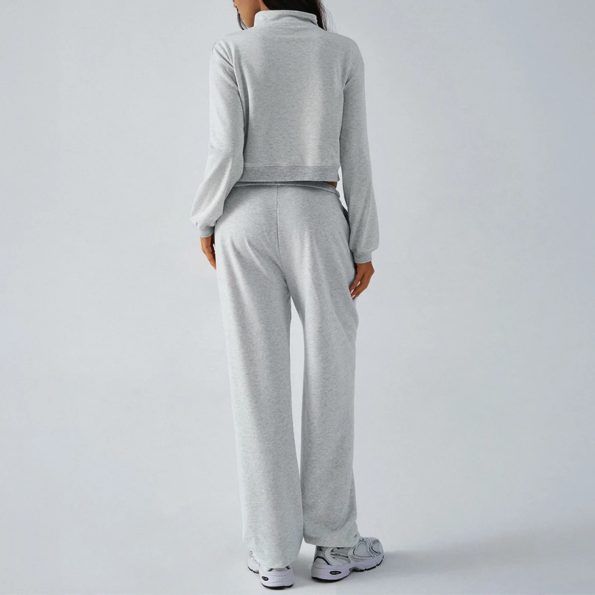 2025 Autumn and Winter Leisure Sports Style, Solid Color Half-zipper Long-sleeved Sweater Pants Set Roupas Femininas Conjuntos