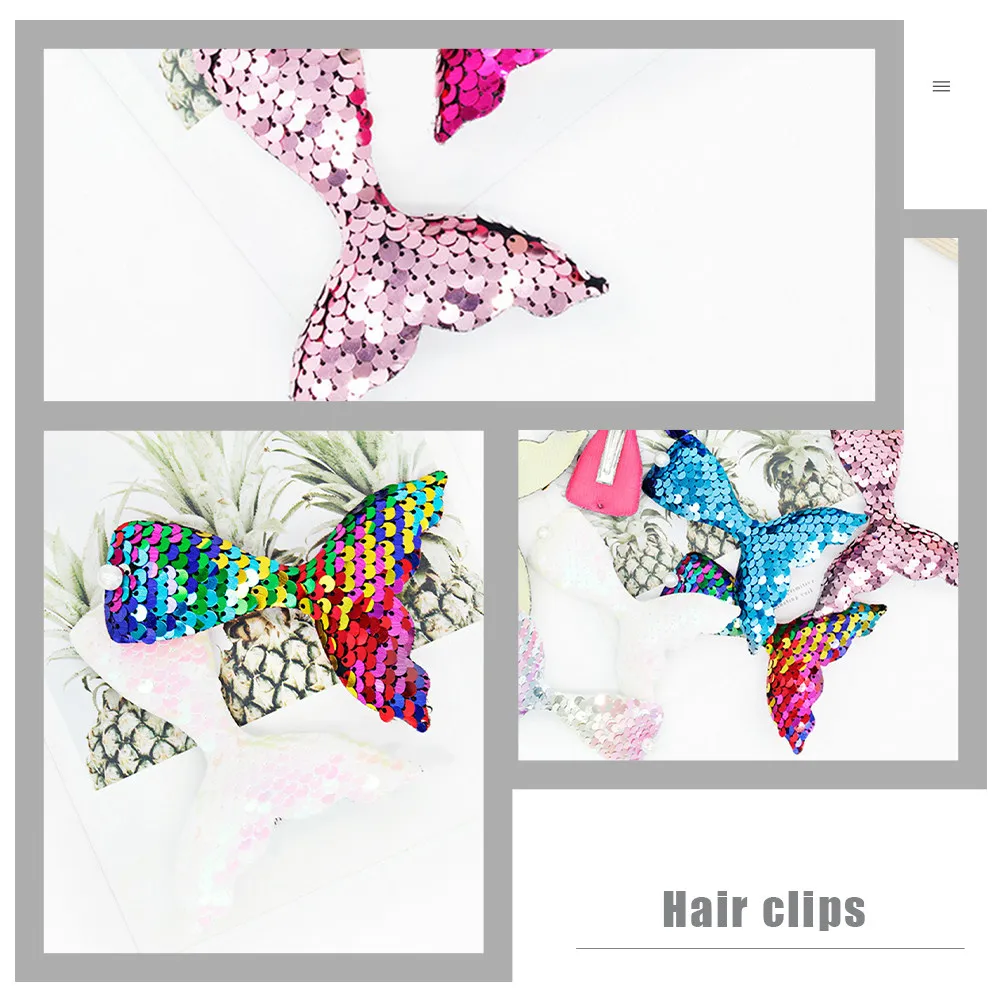 

8Pcs Mermaid Tail Hair Clips Glitter Sequins Hair Accessories for Girls Cute Decorative Clips Birthday Christmas Holiday