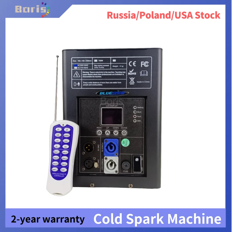 

750W Cold Spark Machine Sparkler Wedding Indoor Outdoor Fireworks DJ Remote DMX Controller Home Birthday Party Christmas Machine
