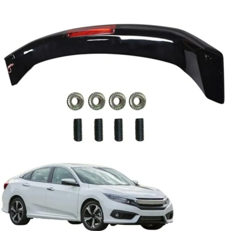 

Glossy Black Trunk Spoiler Wing with Brake Light Lamp Replacement for Civic 4-Door Sedan 2013-2015