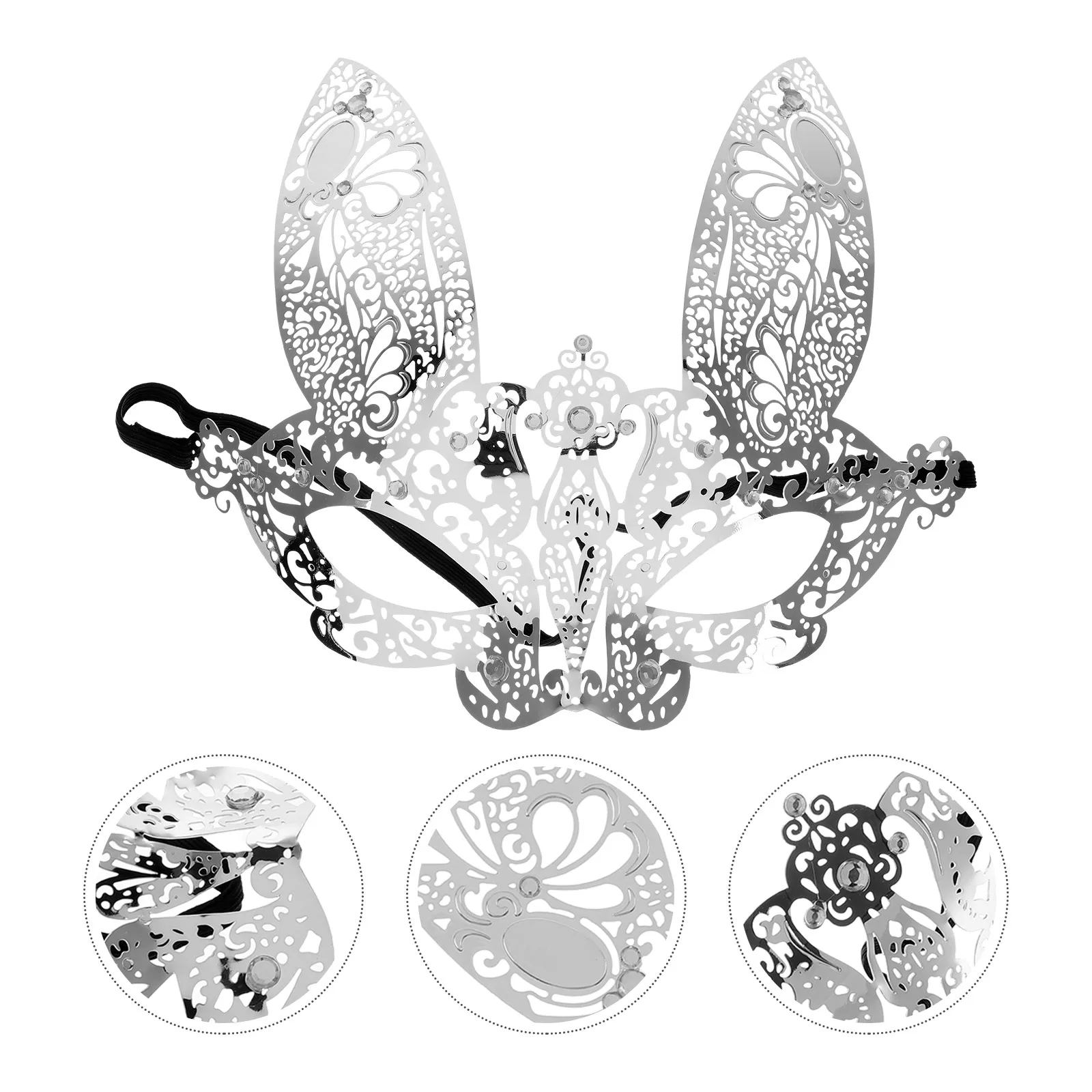

Face Mask Bunny Masquerade Scary Rabbit Prom Costume Silver for Kids Masks Women's