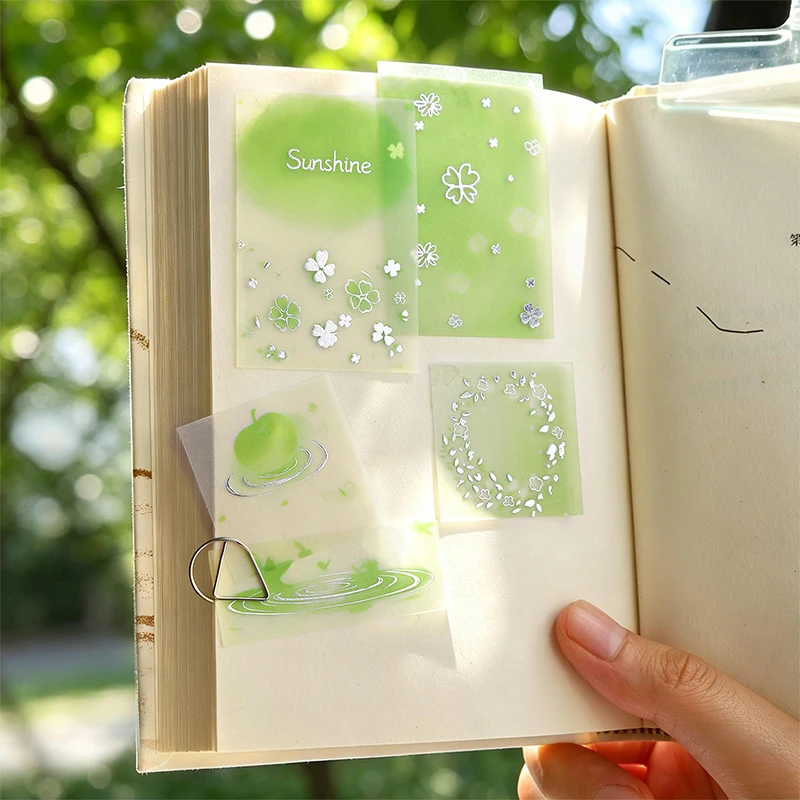 Paquete de 20 pegatinas de papel ácido sulfúrico con efecto plateado, estilo INS simple y de alta gama, para manualidades DIY
