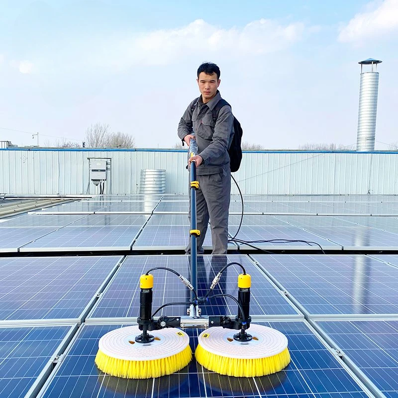 

Sunnysmile X43 Multi-fit electric telescopic water fed pole, double head solar panel cleaning brush for solar panel cleaning