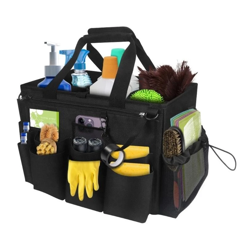 J0MC Cleaning Supply Storage Utility Organizers With Compartments, Detailing Bag Adjustable Shoulder Strap For Home Auto Care