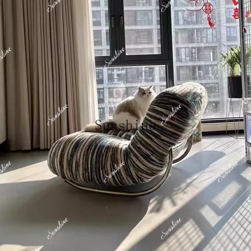 Balcony leisure living room wrought iron rocking chair retro caterpillar lazy sofa  FT