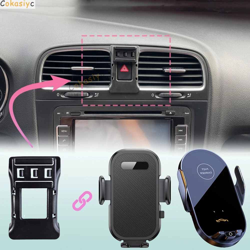 Para volkswagen vw golf 6 mk6 2009 2010-2013 montagem do telefone do carro suporte de telefone de carregamento sem fio base fixa especial acessórios d