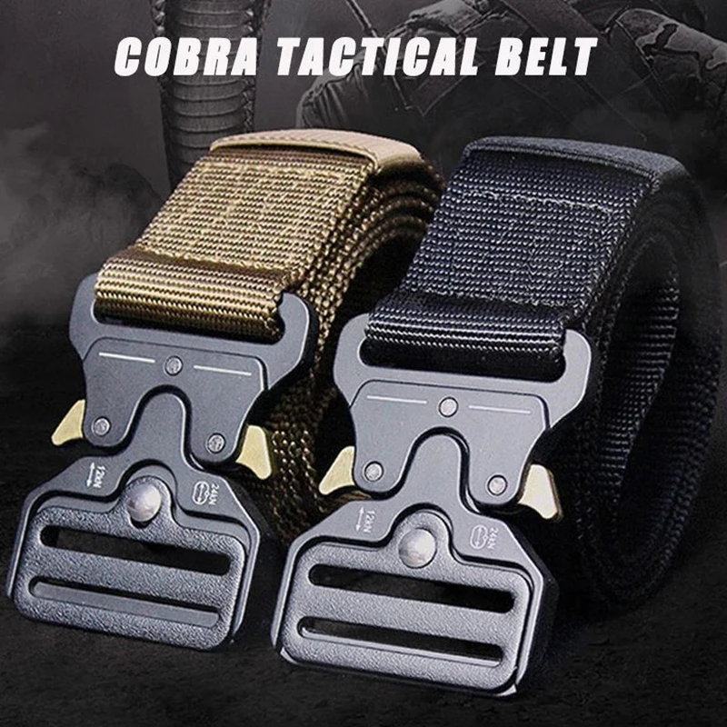 Unisex Canvas Nylon Belt Cobra Tactical Belt Outdoor Versatile Camouflage Belt Outdoor Accessories