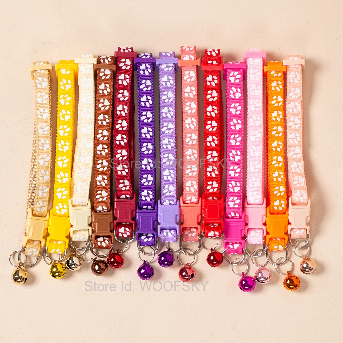 10 Stück bunte Haustierhalsbänder mit Glöckchen, 23 verschiedene Farben, Hersteller, direkt im Großhandel, Welpen-Katzenhalsband – Detail 3