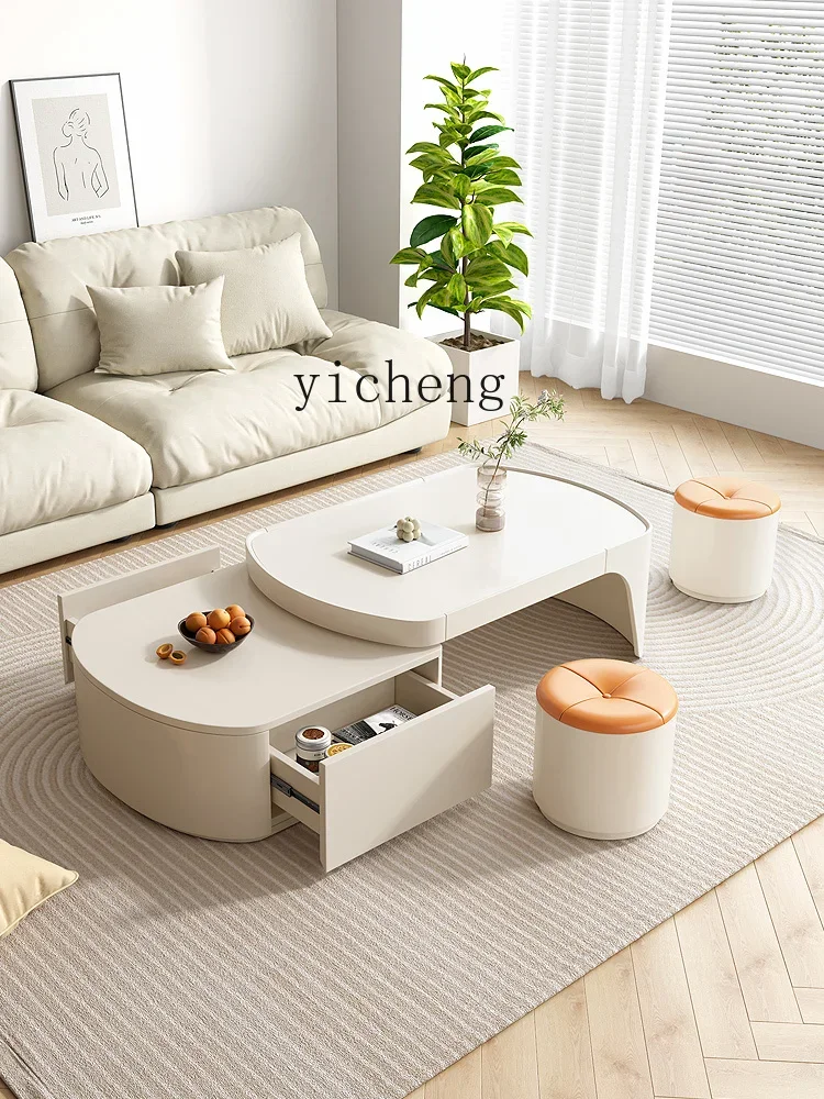 ZK coffee table multi-functional retractable  living room home modern simple high-end dining table Internet celebrity tea table