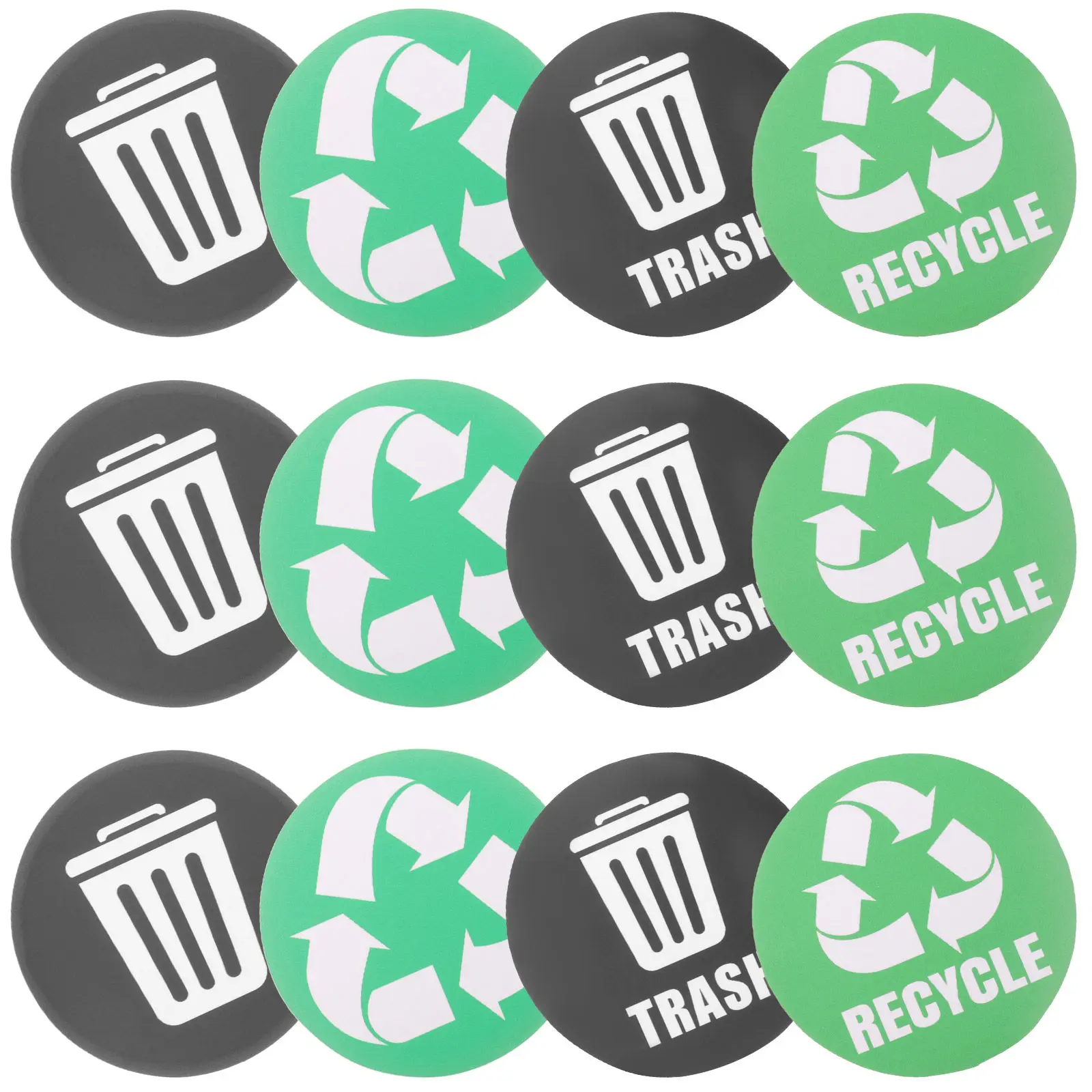 

12Pcs Recycling Labels for Trash Can Self-Adhesive PVC Waste Sorting Stickers Kitchen Office School Garbage Bin Recycling Sign