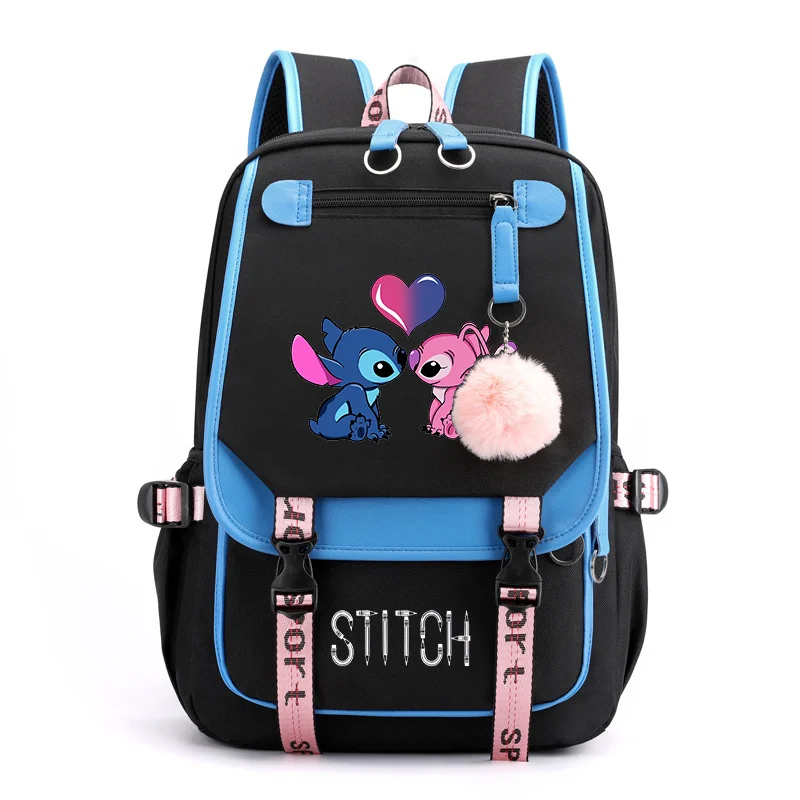 

New Fashion Stitch&Angel Anime Schoolbag Teenage Schoolbag Usb Backpack Backpack Student Schoolbag Travel Bag
