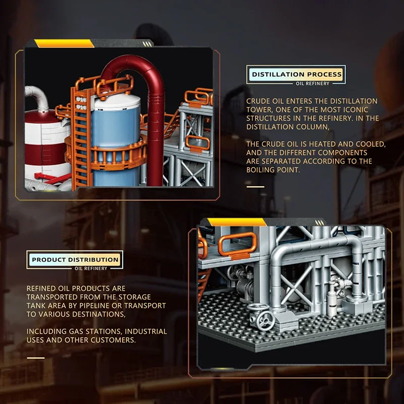 1831PCS Oil Refinery Building Blocks เคมี Storage Center น้ํามันห้องปฏิบัติการอิฐของเล่นเพื่อการศึกษาเด็กวันหยุดของขวัญ