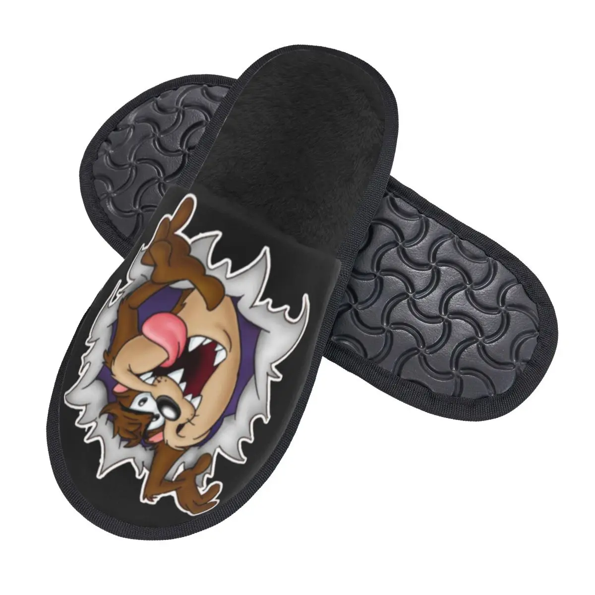 Custom Taz Comic Soft Scuff With Memory Foam Slippers Women Tasmanian Devils Wild And Crazy Spa House Shoes