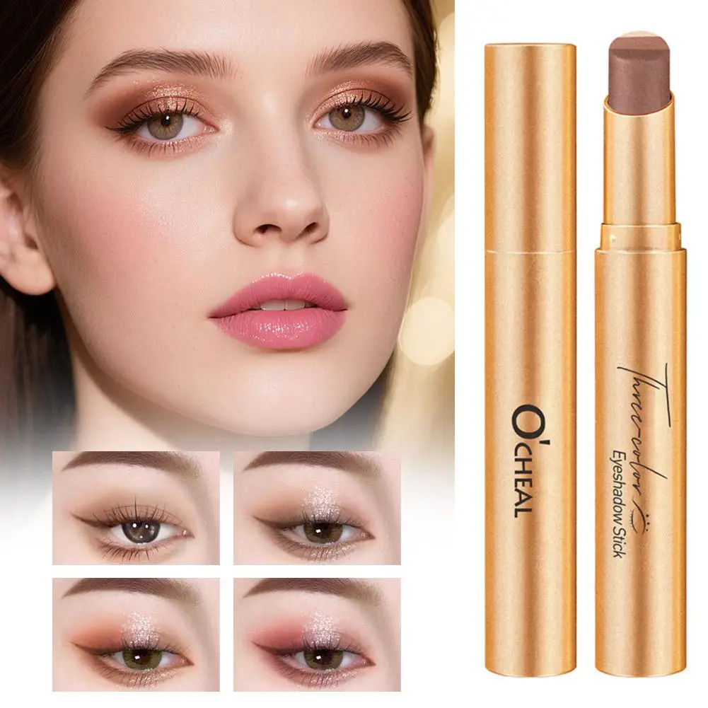 Glitter Ombretto Stick Ombretto contorno a tre colori Ombretto Matita Ombretto Stick Eye Shimmer Pastello Trucco U6U0