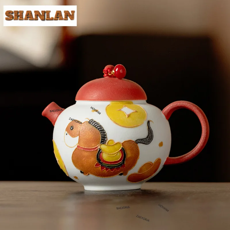 

160ml Hand-painted Horse Teapot Luxury Tea Infuser Pot Tea Maker Kettle With Filter Oolong Tea Cha Accessories Ornaments Gifts