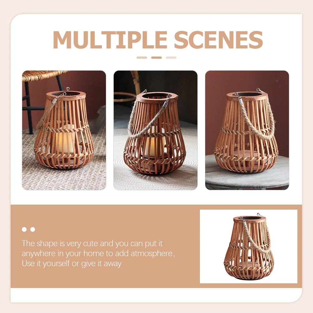

Bamboo Lantern Retro Decor Hollow Hanging Wedding Party Rattan Ch H held C Holder Graceful Design