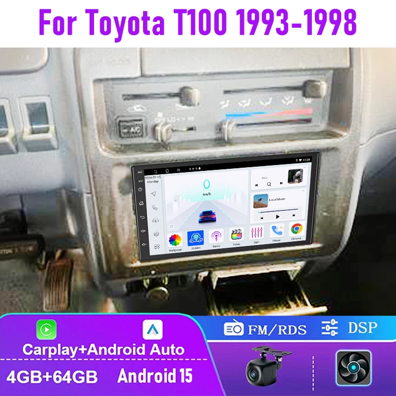 

7" 4+64GB For Toyota T100 1993-1998 Car Radio Android 15 Auto Support Wireless Apple Carplay Head Unit Google Map Stereo