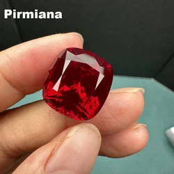 Pirmiana Hand Make Cushion Cut Lab Ruby Pigeon Blood Red Color Loose Gemstone for Diy Jewelry Design