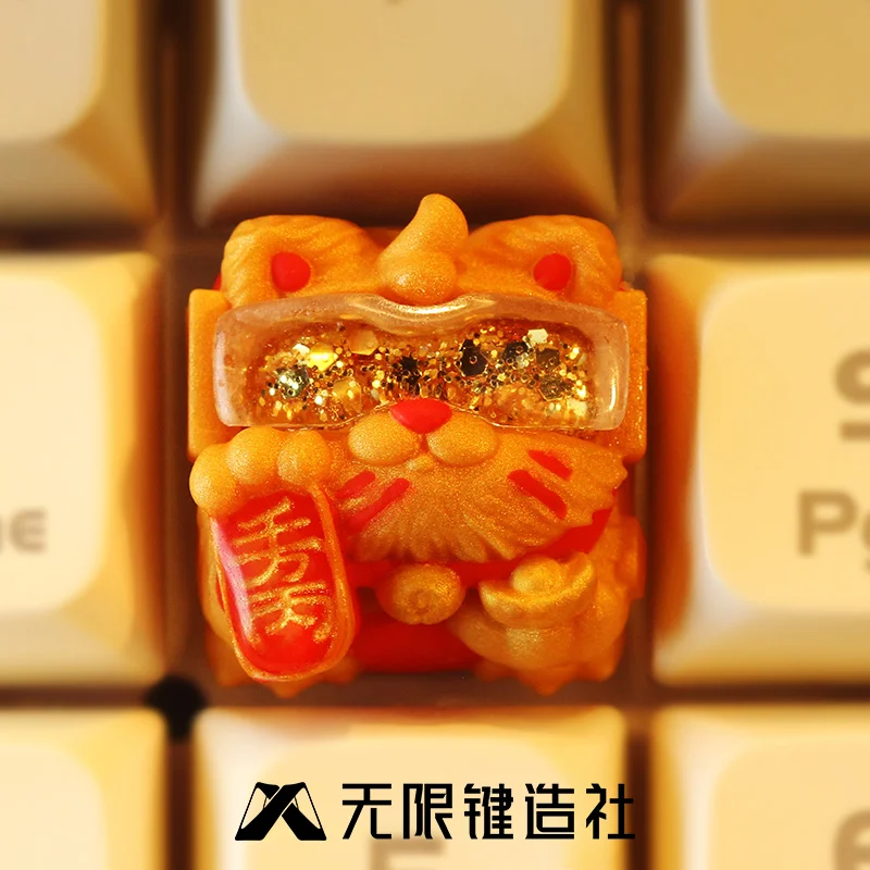 Cute Fortune Cat Personalized Keycaps Mechanical Keyboard Resin Custom Keycaps PC Gaming Keyboard Accessories Collection Gifts