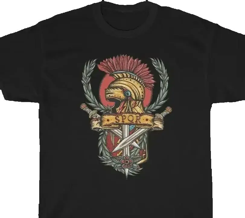 

SPQR Roman Legion Symbolize T Shirt. Short Sleeve 100% Cotton Casual T-shirts Loose Top Size S-3XL