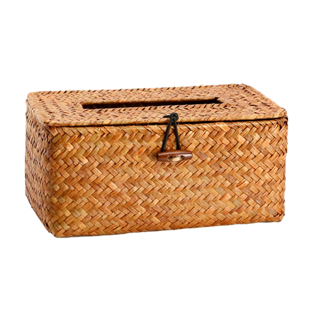 

Seagrass Tissue Box Straw Paper Container Napkin Holder Woven Case Bathroom ganizer Home Hyacinth Dispenser Creative Design Easy