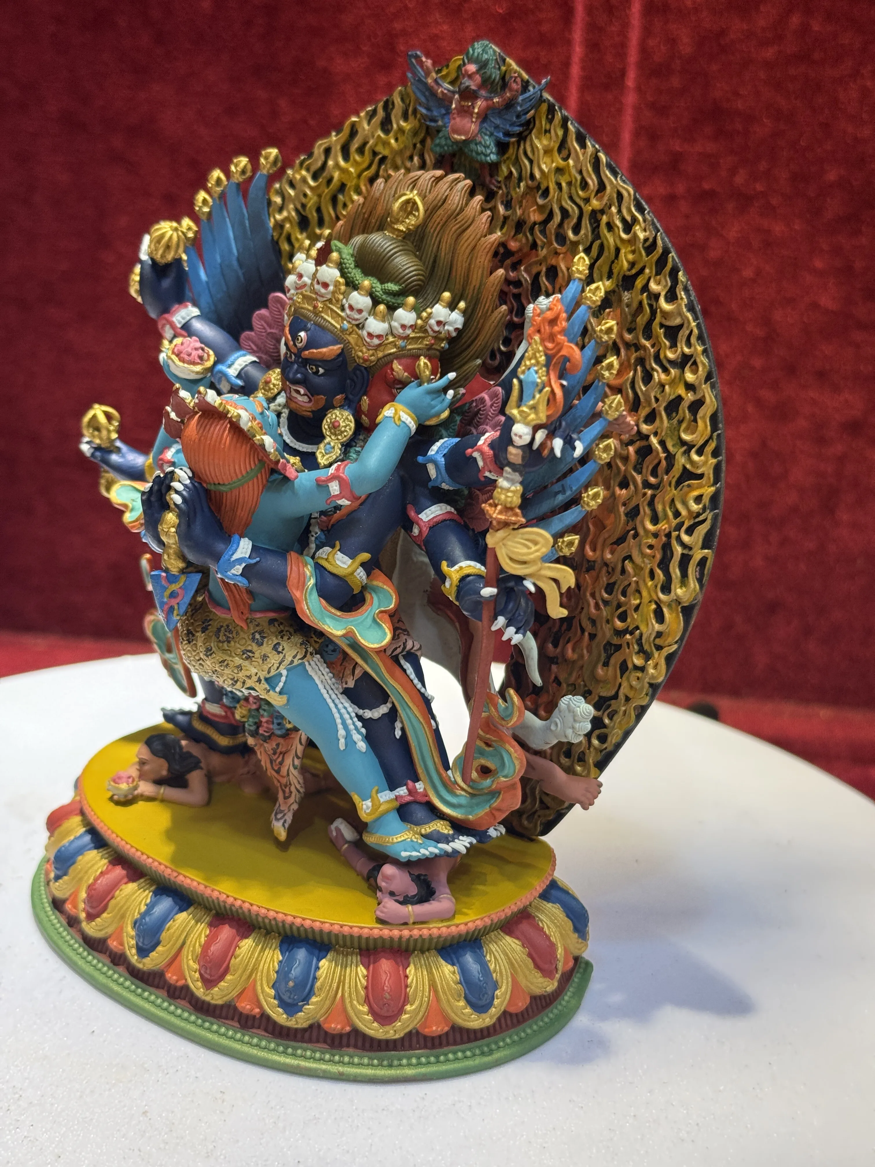Puba diamond mineral paint painted Buddha statue height 15 cm, pure copper