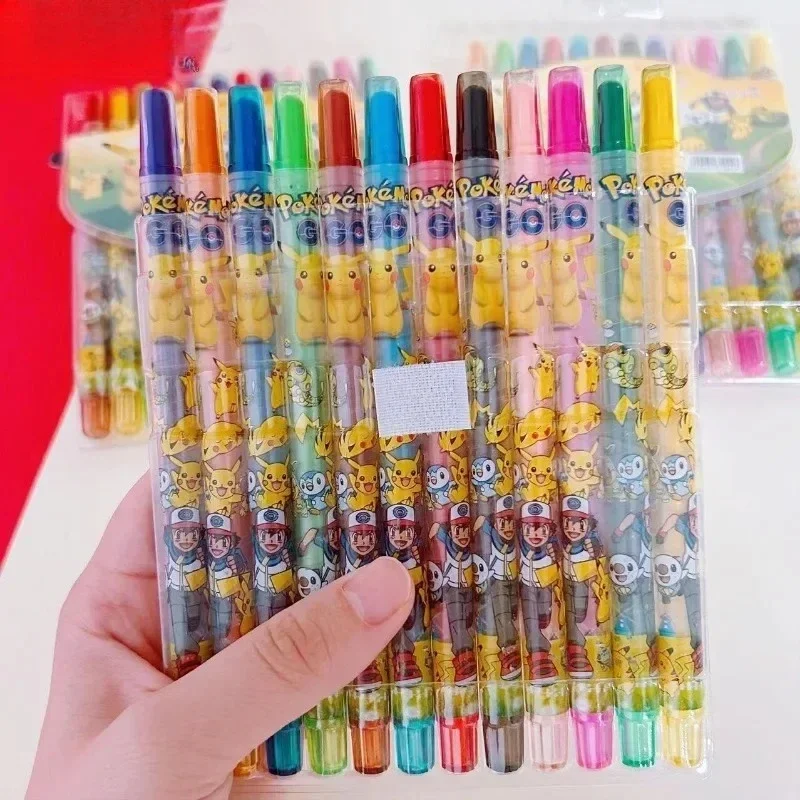 

Anime Peripheral Pikachus 12 Color Paint Brush Student Drawing School Supplies Stationery Student Birthday Gift Crayon