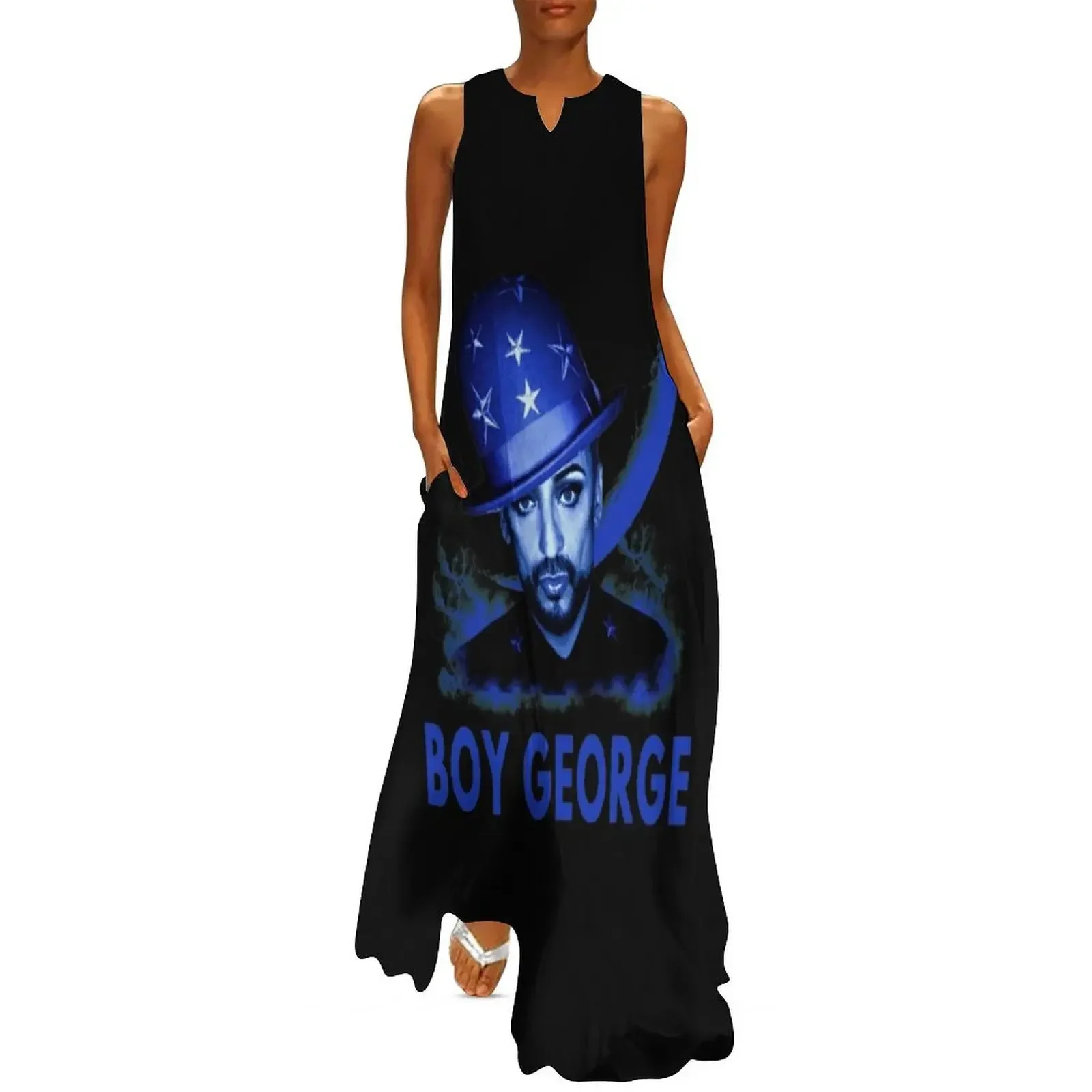 

Singer Boy George-blue Long Dress dress korean style Dance dresses Dress