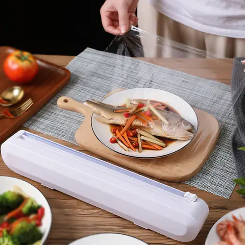 1 Pc Punch-free Fixing Foil Cling Film Wrap Dispenser Kitchen Tool Plastic Wrap Sharp Cutter Cookware Tool Food Wrap Cutter