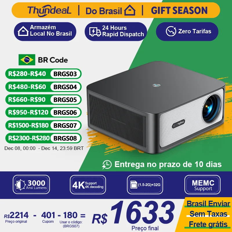 ThundeaL 3000Ansi 4K Projetor Full HD TD98Pro 2G 32G Home Theater WiFi Android Portátil Samrt TV Cinema TD98 Pro Beam Projetor projetor 4k projetor portátil projetor 4k portátil placa de vídeo projetor android tv box