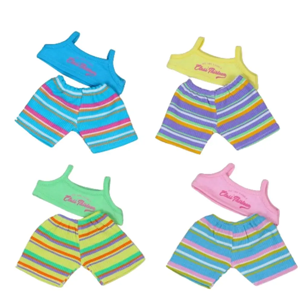 Cartoon Pattern 20cm Cotton Doll Clothes Playing House Cotton Doll T-shirt Shorts Doll Streak 20cm Doll Overalls Suit