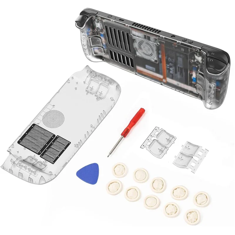 ل SteamDeck هارد شل الغطاء الخلفي التبريد الشفاف ABS + PC مع مجموعة التثبيت قطرة واقية تبديد الحرارة الغبار واقية