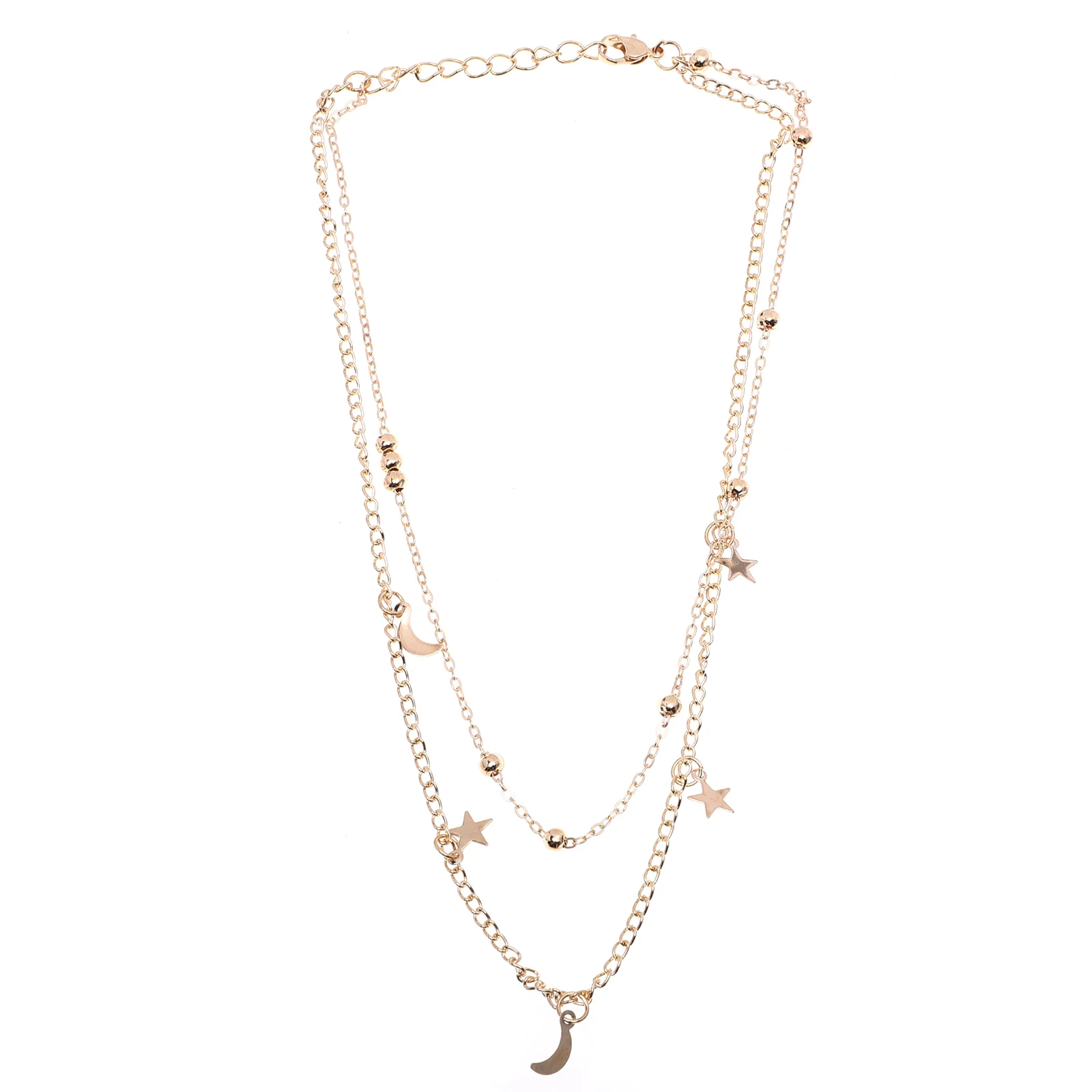 

Star Moon Charm Clavicle Pendant Choker Alloy Iron Chain Girls Double Layer Double Layer Necklace Jewelry Gift