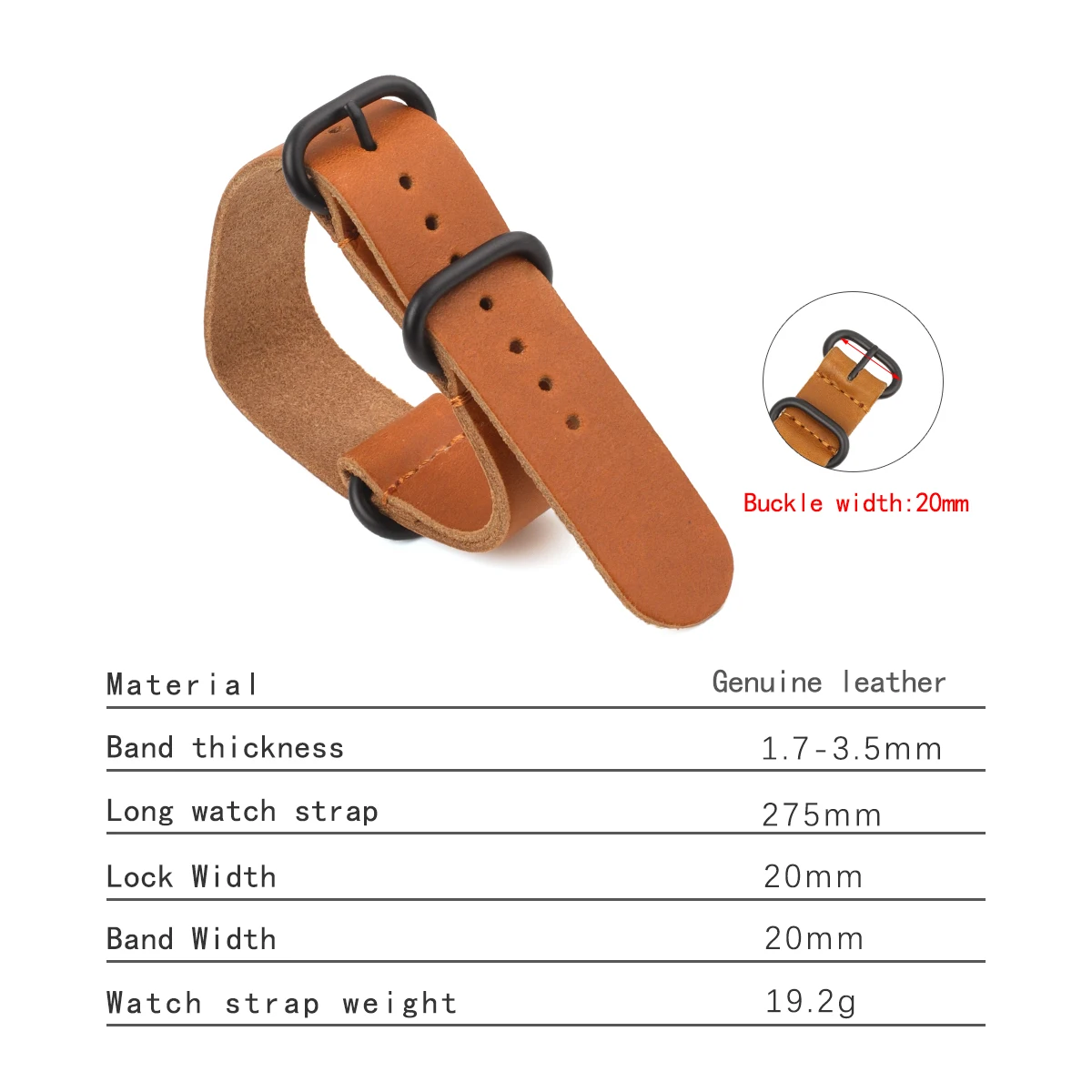 Cowhide Leather Watch Band 18mm 20mm 22mm Tan One Piece Watch Strap Replacement Watchbands for Men Women Watches Accessories