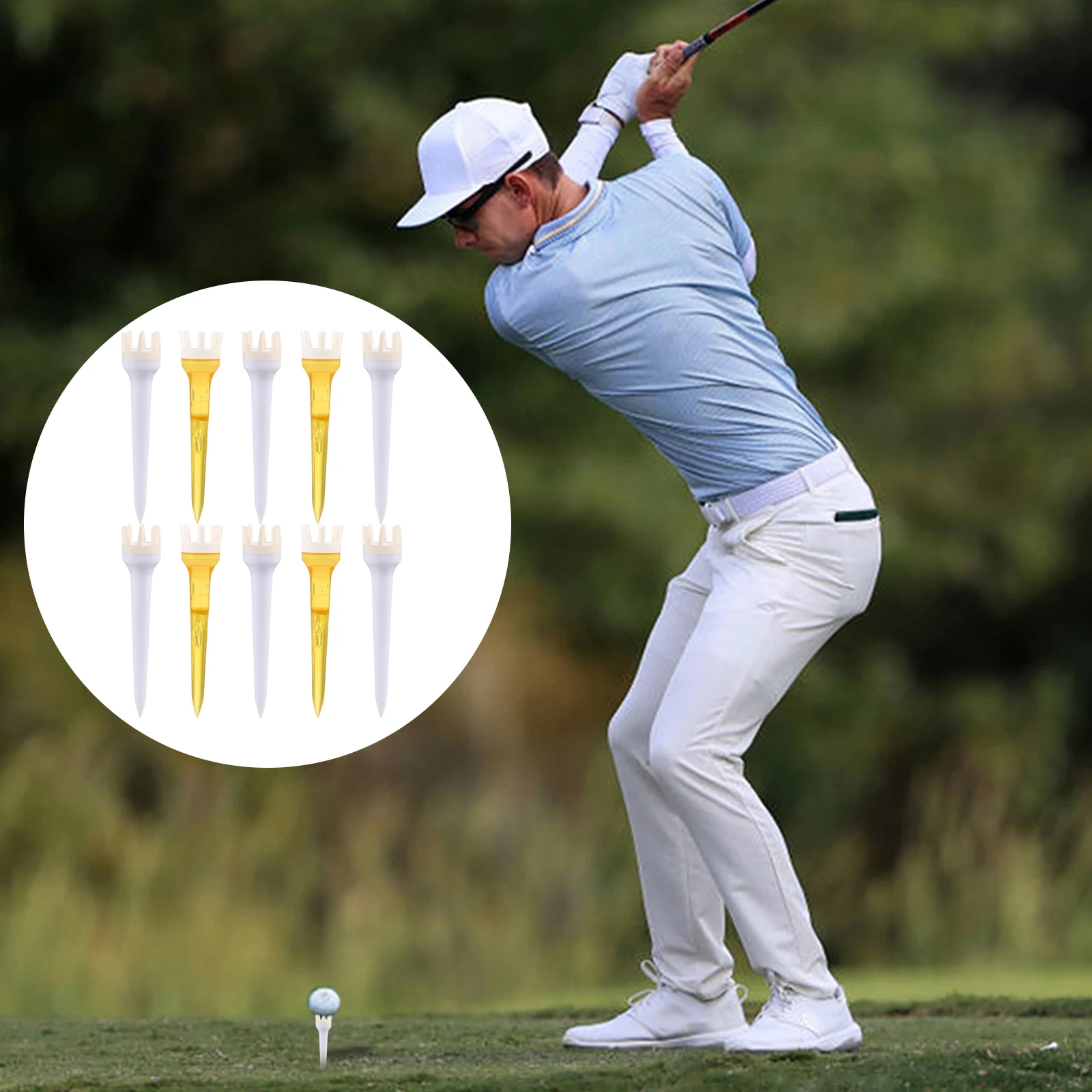 

10Pcs Golf 6 2CM Plastic Transparent Random Color Tees Ball Holder Accessories Golfs Supplies Lightweight Practical