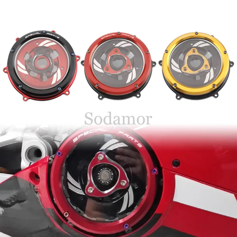 

Aluminum Clear Clutch Cover Protective Kit for DUCATI V4 Models Panigale, Streetfighter, Diavel, Multistrada 2018-2025