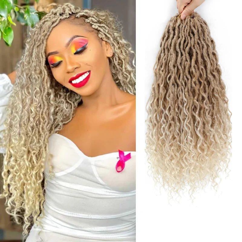 

Синтетические волосы Goddess Locs, вязанные крючком, 14/18/22 дюйма, 7 упаковок новых искусственных локонов, вязаные крючком волосы для женщин, локоны с вьющимися концами