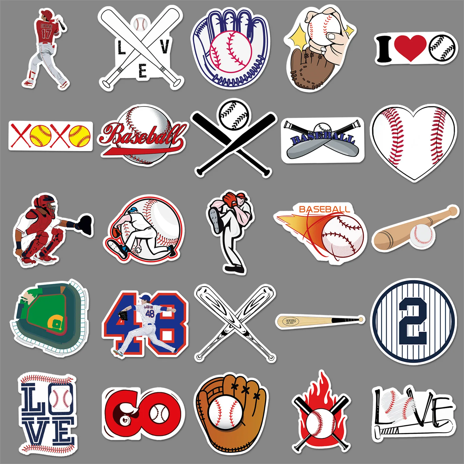 

50PCS Baseball Graffiti Personality Sticker Sports Sports Decal Toy for Stationery Box Water Cup Scrapbook Luggage Decal Toy
