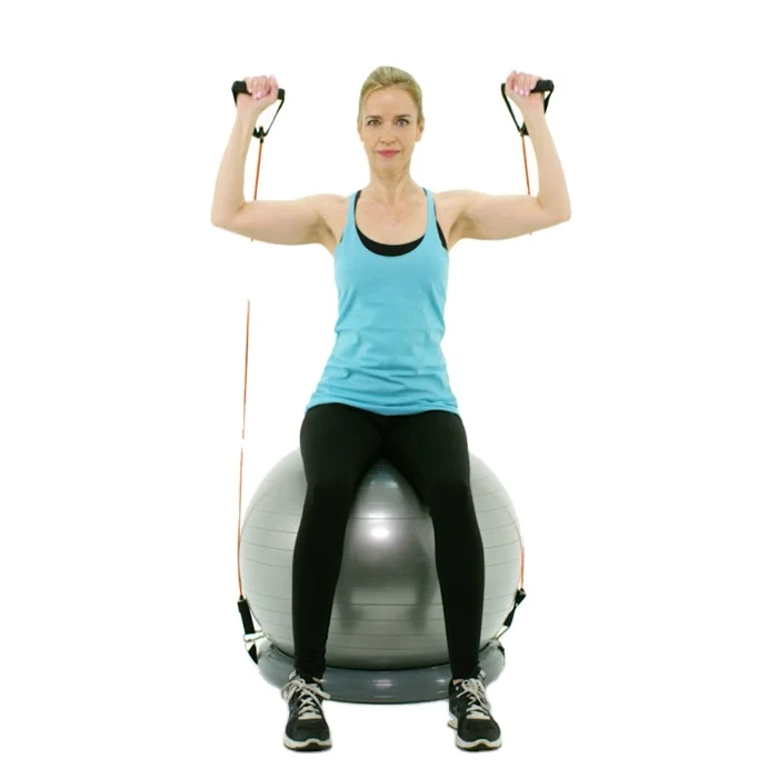 Exercise Balance Ball Chair 65cm with Inflatable Stability Ring/Yoga pilates stability ball with base and Resistance Loop Band