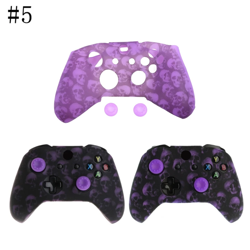 Skull Silicone Flexible Rubber for shell Cover for xbox One X S Controller for CASE Video Game Controller with Joystick
