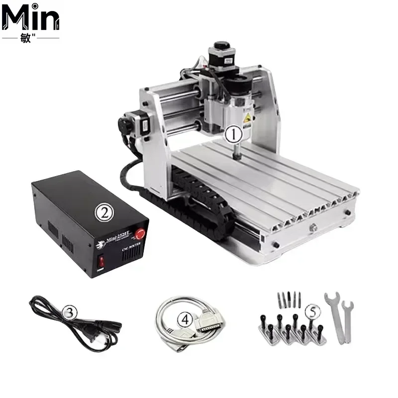 Portable 2520T NC Woodworking Engraving Machine 3Axis CNC Router 250x200mm Milling Machine for DIY Wood Metal