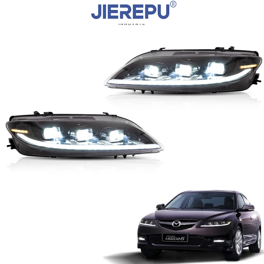 

1 пара указателей поворота 2 * светодиодные фары для проектора DRL, подходящие для Mazda 6 2003-2008, сборочный комплект