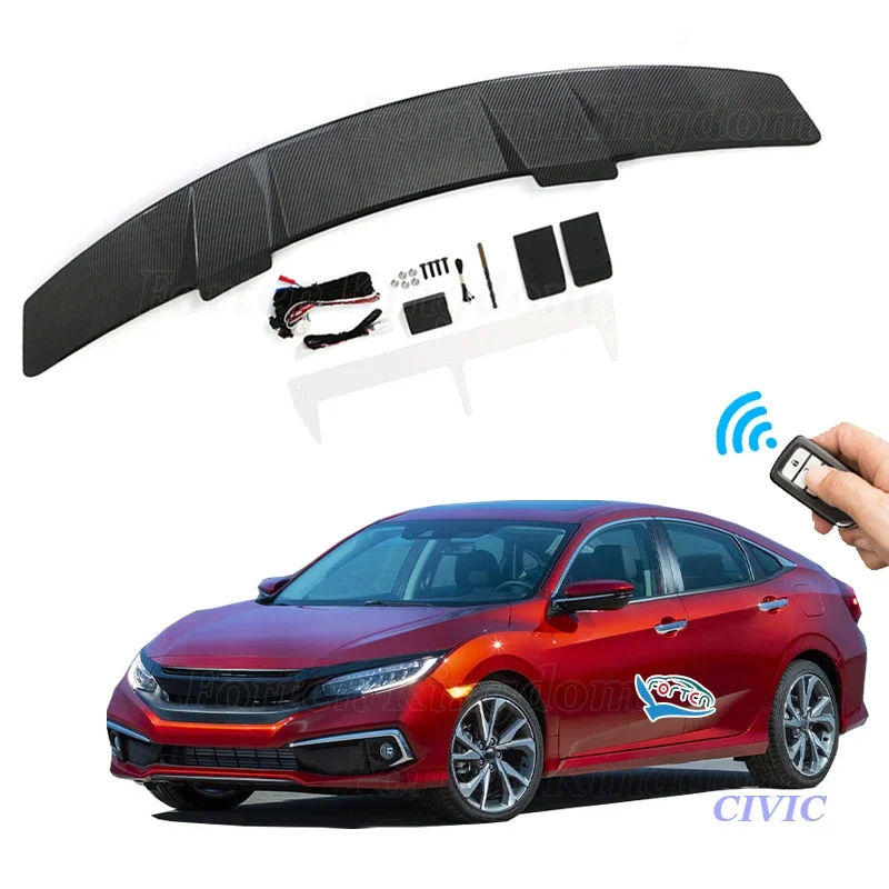 Electric Car Spoilers Universal Carbon Fiber Rear Spoiler For Honda Civic Sedan Car Rear Trunk Tail Boot Spoiler Wing