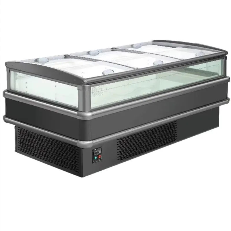 Commercial refrigerator glass door single island refrigerator supermarket display seafood frozen food freezer for sale