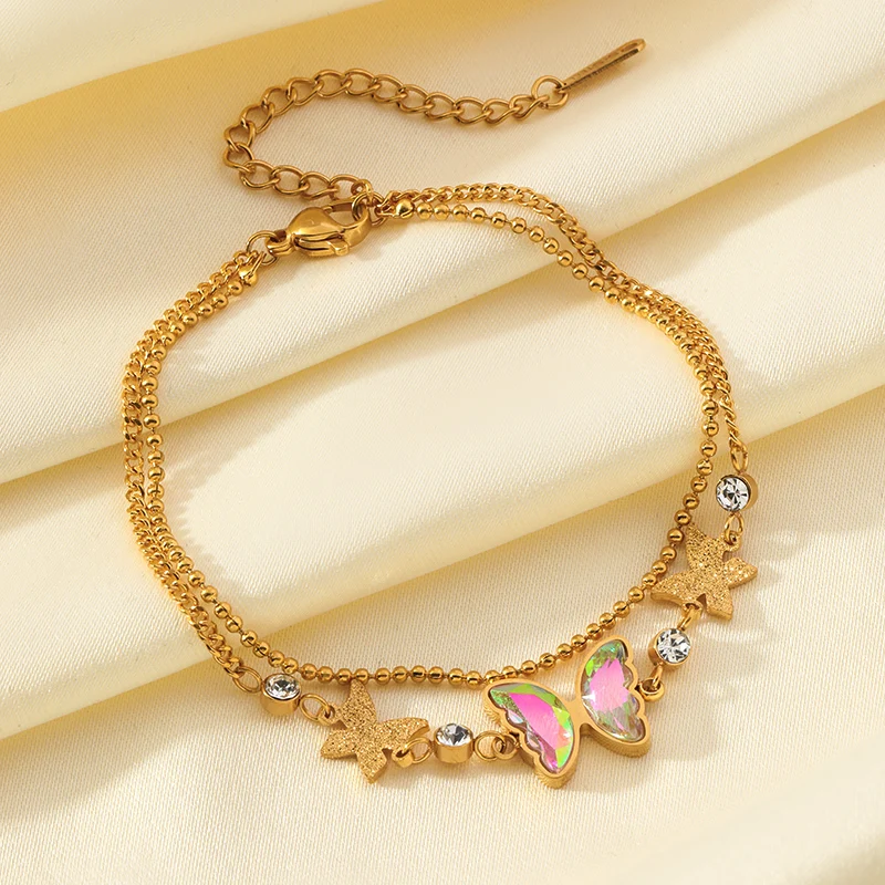 GANPUP 316L Edelstahl Schmetterling Kette Armband Für Frauen Metall Gold Farbe Charme Schmuck Wasserdichte Zubehör Bijoux Geschenk – Detail 12