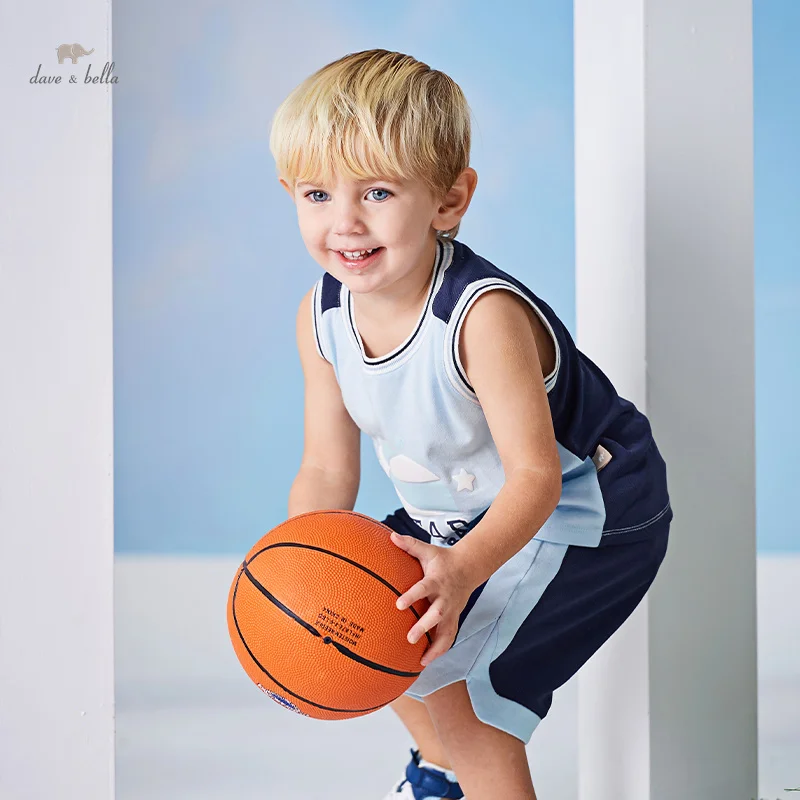 Dave Bella Boys Suit 2024 New Summer Clothes Children T-shirt Shorts Baby Two-Piece Set Casual Tennis Basketball Sport DB2240310